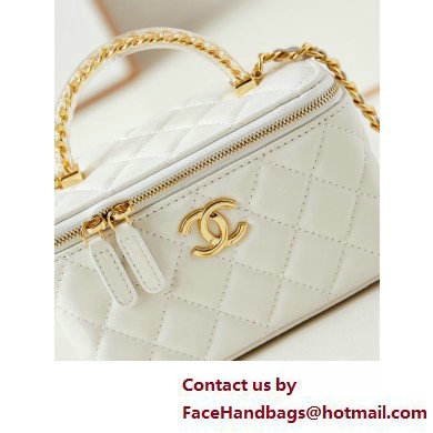 Chanel Lambskin, Resin  &  Gold-Tone Metal Clutch with Chain Bag AP3820 White 2025